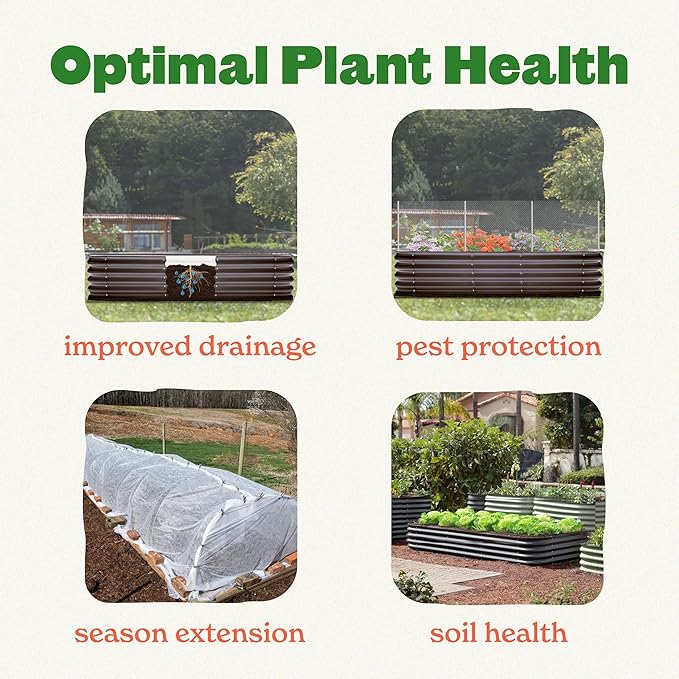 Epic Gardening 6-in-1 Modular Galvanized Raised Garden Bed Kit, 29" Tall Metal Planter Box, Durable Aluzinc Steel Raised Garden Bed Outdoor for Vegetables, Herbs, Flowers & Fruits - Small Light Clay