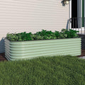 MUPATER 8x4 FT Raised Garden Bed, 24''H Galvanized Metal Planter Box, Modular Kit with 3 Aluminum Support Rods, Large Outdoor Container for Vegetables Flowers, Olive Green