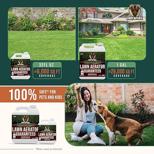 PETRAMAX Liquid Lawn Aerator 0-0-5, Liquid Aeration for Lawn, Grass Aerator & Soil Conditioner - Lawn Aerator Tool, Core Aerator & Lawn Aerator Machine Alternatives - Liquid Lawn Fertilizer - 32 Oz