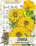 Seed Needs Zinnia Seeds for Planting Canary Bird Yellow Zinnias - Heirloom & Open Pollinated Annual Cut Flowers for a Butterfly Garden (1 Pack)