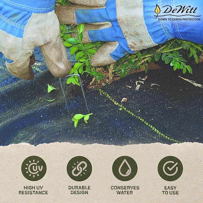 Dewitt Sunbelt Weed Barrier Fabric 3.2 oz, 4 x 200 Feet – Heavy-Duty Ground Cover Mat for Greenhouse Floors, Garden Rows, Raised Beds, Yard Gardening, and Outdoor Landscape Protection