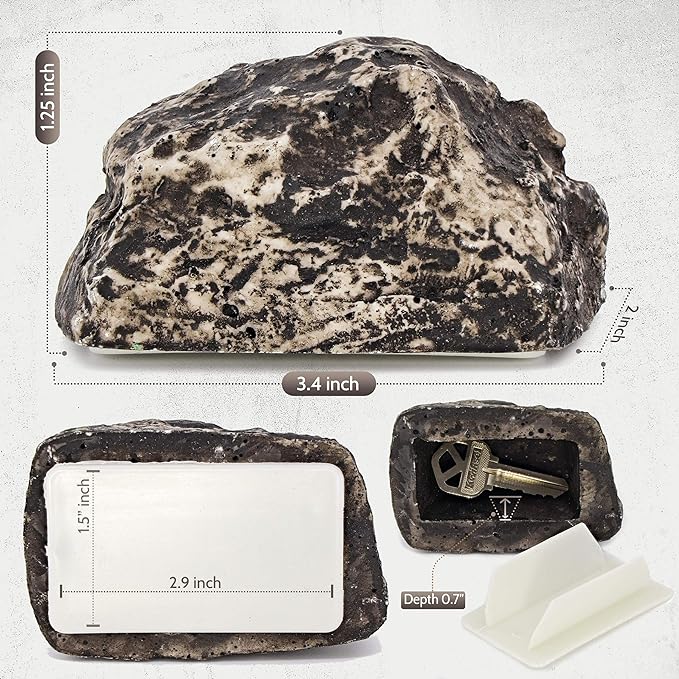 Ram-Pro 2Pc Hide-a-Spare-Key Fake Rock - Looks & Feels Like Real Stone - Safe for Outdoor Garden or Yard, Geocaching