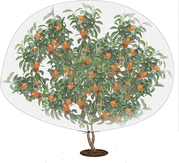 6.2 x 8.2 Feet Insect Bird Barrier Netting Mesh with Drawstring, Garden Bug Netting Plant Cover for Protect Plant Fruit Flower from Insect Bird