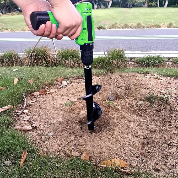 SYITCUN 4"x16"+1.6"x16.5" Auger Drill Bit for Planting, Heavy-Duty Post Hole Digger for Planting Bulbs - Compatible with 3/8" Hex Drive Drill