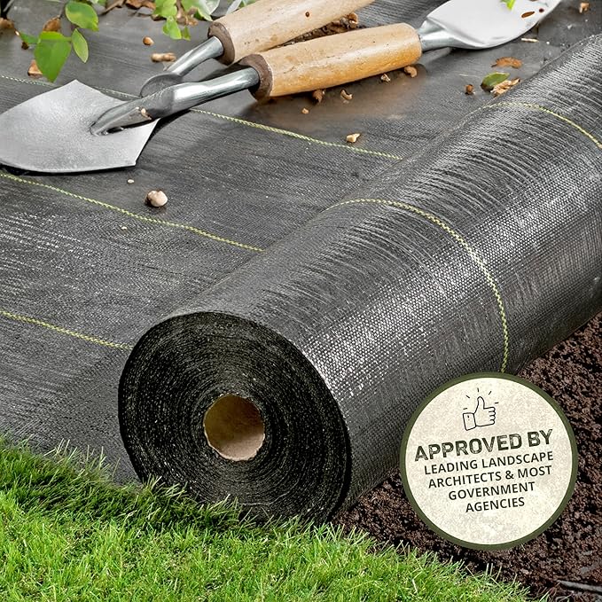 Dewitt Sunbelt Weed Barrier Fabric 3.2 oz, 6 x 200 Feet – Heavy-Duty Ground Cover Mat for Greenhouse Floors, Garden Rows, Raised Beds, Yard Gardening, and Outdoor Landscape Protection