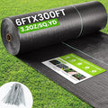 Rintea 6FTX300FT Weed Barrier Fabric, 3.2oz Landscape Fabric, Durable Weed Barrier Fabric Heavy Duty with 20 U-Shaped Securing Pegs for Landscaping Weed Blocker Garden Bed Cover, Commercial Driveway