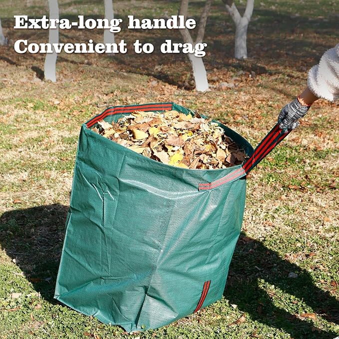 4-Pack Reusable Leaf Bags, 40-Gallon Collapsible Yard Waste Bags with Dustpan Design for Grass Clippings, Garden, Party, Laundry & Camping
