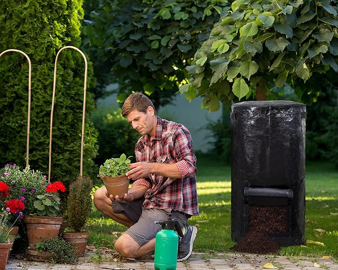 MyLifeUNIT Compost Bins Outdoor, Composting Bin for Outside Garden, Reusable Garden Yard Waste Bag, 34 Gallons (2 Pack, Black)