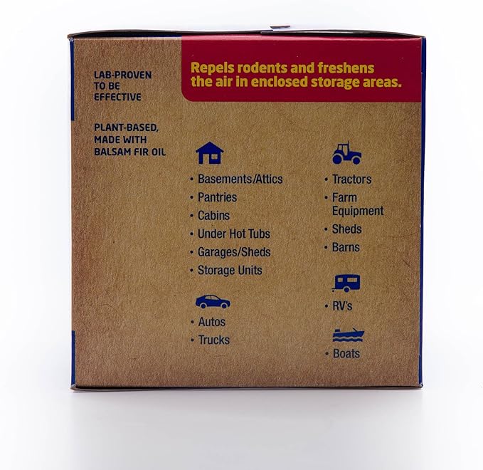 Fresh Cab Rodent Repellent - Botanical Pest Control for Indoor Use - Safe for Kids & Pets When Used As Directed - Made with Plant Fibers, Balsam Fir Essential Oil & Fragrance - 4-Pack