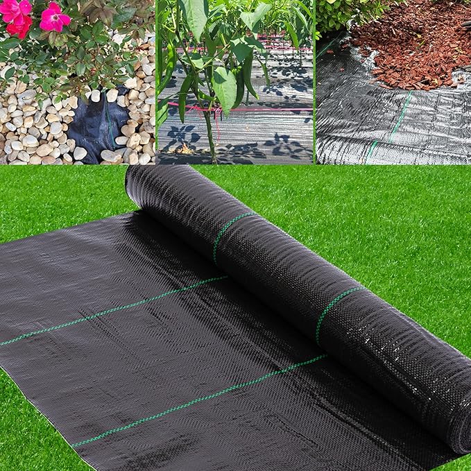 (2ft x 50ft 100% Virgin Material. Premium Heavy Duty Weed Barrier Fabric for Landscaping, Farming, Gardening and Agriculture. Durable Woven Landscape Fabric