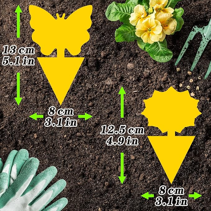 Landisun 96PCS Fruit Fly Traps Yellow Sticky Traps Fungus Gnat Traps Insect Bug Traps for Indoor Outdoor Kitchen Plants Whitefly Mosquitos Fungus Gnats Flying Insects