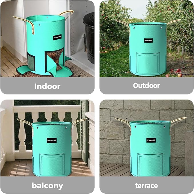 4 Pack 15 Gallon Potato Grow Bags, PE Garden Planter Bag with Breathable Screen Windows and Reinforced Handles, Ideal for Potatoes, Tomatoes, Carrots and Onions