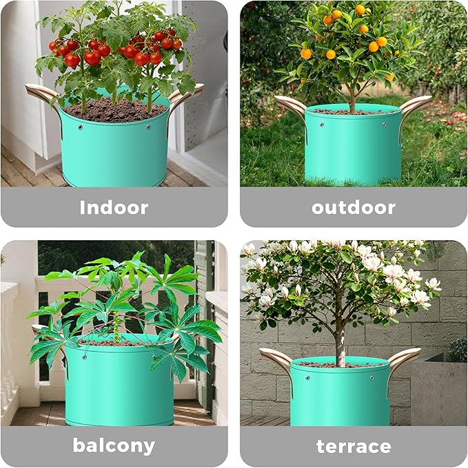 7 Pcs 2 Gallon Potato Grow Bag, PE Garden pots Plant Grow Bag with Branch-Binding Holes and Drain holefor for Vegetables, Strawberries, Flowers