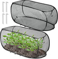 2 Pcs 39" x 18" x 16" Pop up Garden Rows Plants Cover Vegetable Mesh Plant Protector Net Cage Guard with Ground Nails for Protecting Vegetable Fruit Seedling from Animal (Black)