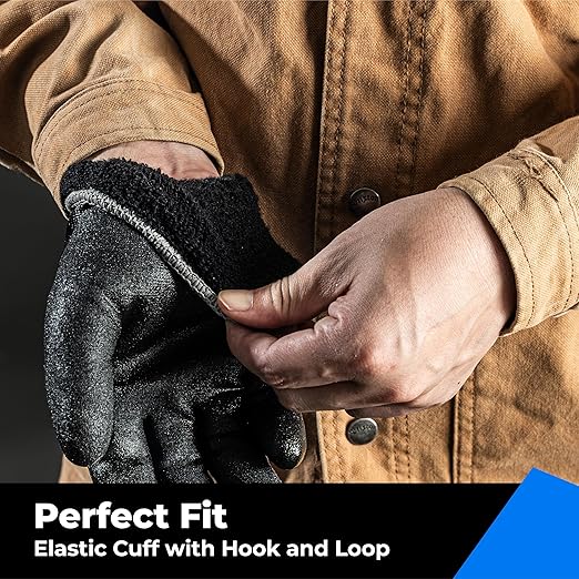 Waterproof Gloves for Men and Women, Freezer Gloves with Grip, Double Nitrile Dipped for Extreme Oil Repellent, for Construction, Mechanics, Mining, Plumbing, Black, Medium