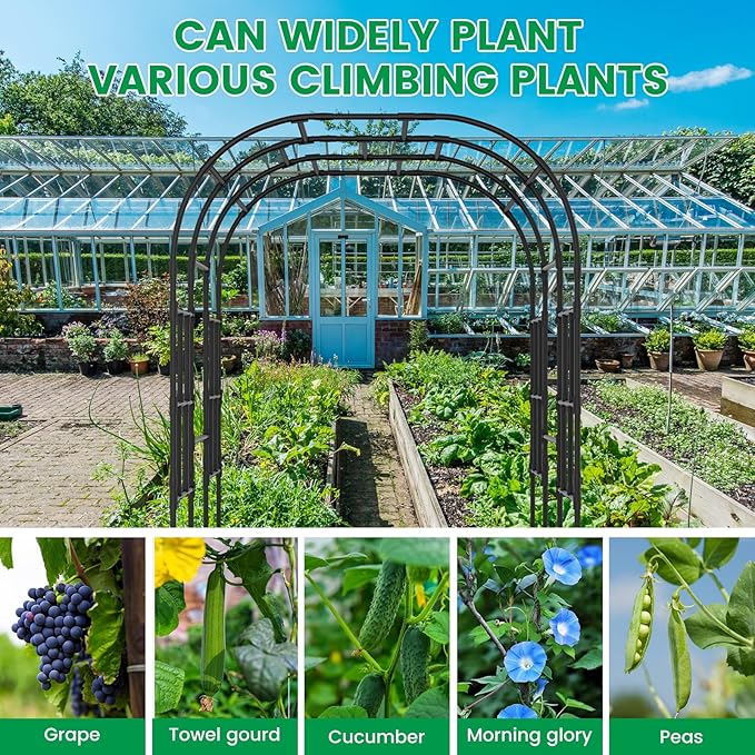 SUNYRISY Garden Arch Trellis, 118" x 79" x 87" Extra Large Garden Trellis for Climbing Plants Outdoor, Tall Archway Plant Support Garden Gazebo Outdoor for Grape Vine Vegetable Flower