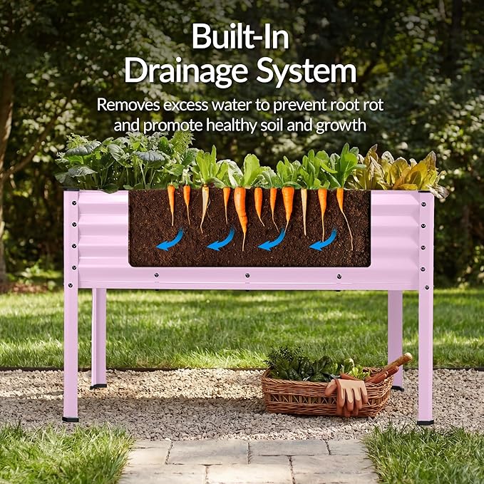 Best Choice Products 48x24x30in Galvanized Raised Garden Bed, Metal Elevated Planter Box, Vegetable Garden for Backyard, Patio, Balcony, 100% Non Toxic Materials - Pink