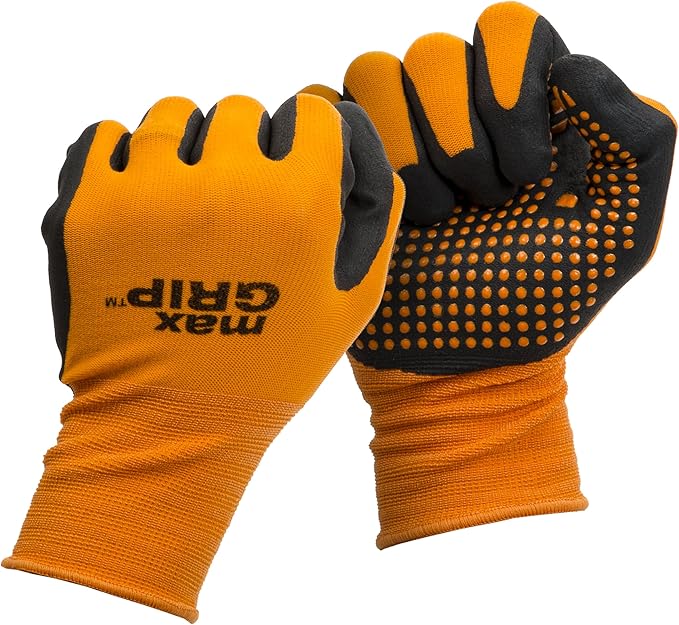 Midwest Gloves & Gear 94-L-L-AZ-12 Mens MAX Grip, Single Pair, Orange