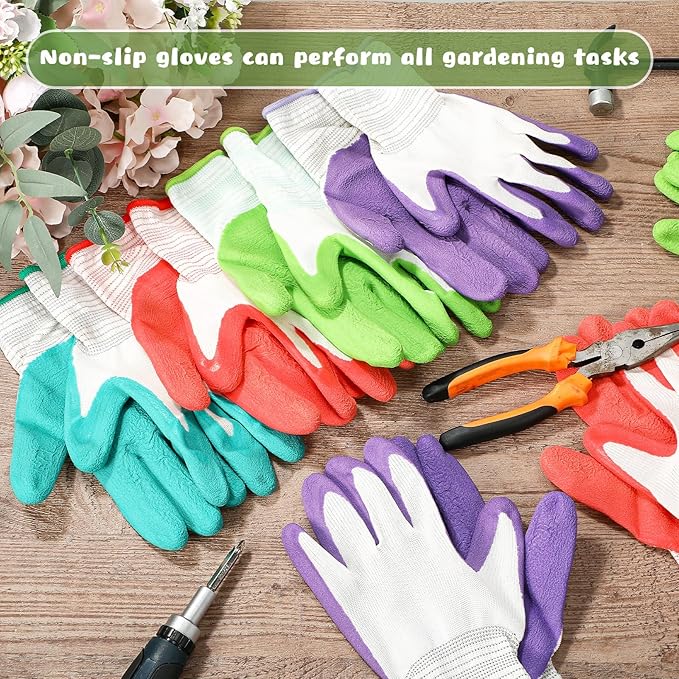 24 Pairs Gardening Gloves Bulk for Women Breathable Rubber Coated Yard Garden Gloves Ladies Outdoor Protective Work with Grip