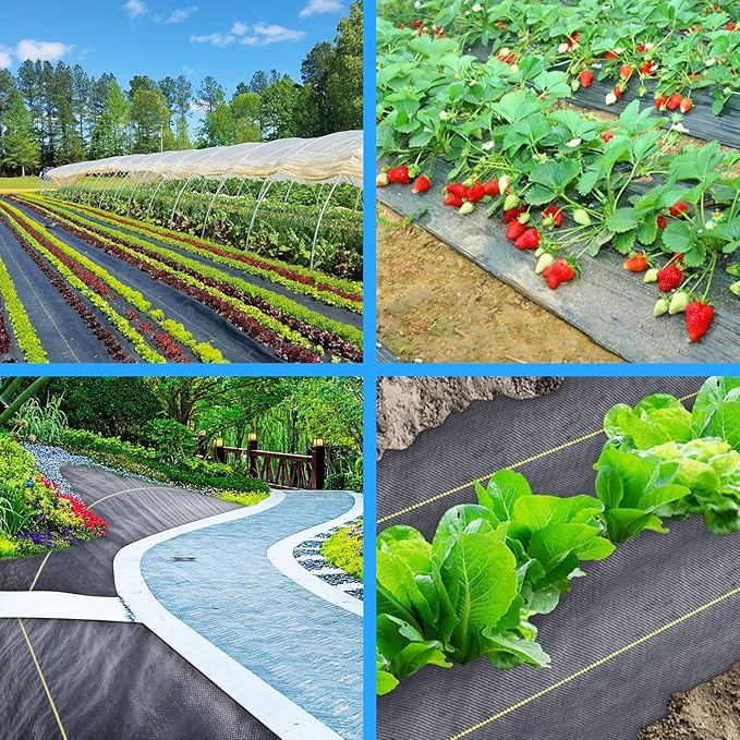 3.5oz Weed Barrier Fabric, Custom Size 1ft x 20ft Heavy-Duty Woven Landscape Fabric with Staples for Garden Weed Control & High Permeability