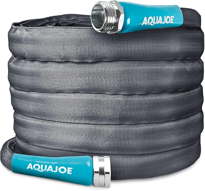 Aqua Joe AJFJH25-58-PRO FiberJacket Non-Expanding Kink-Free Garden, RV, Marine and Camper Hose, Ultra-Lightweight, Drinking Water Safe, ft, 25-Foot x 5/8-Inch