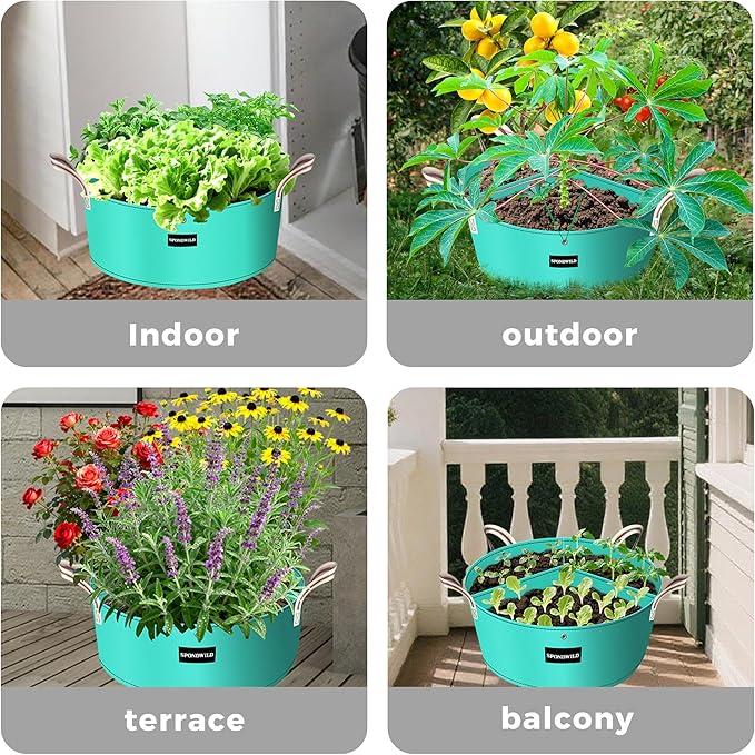 2 Pack 100 Gallon 3 Compartment Potato Grow Bag,Vegetable Growing BagThickened PE Garden Pots with Drainage Holes Branch-Binding Holes, Reusable Plant Bag for Vegetables、Flowers