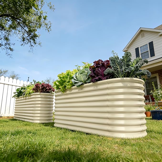 2-Pack 30" Extra Tall Galvanized Raised Garden Bed, 6x2x2.5 ft Metal Planters for Outdoor Plants, Heavy Duty Flower Bed for Vegetable, Garden Bed Outdoor Large Planter Box - Moss Green
