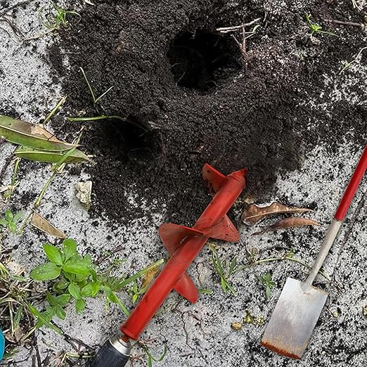 TCBWFY 4"x12" Auger Drill Bit for Planting Digging Holes,Garden Plant Flower Bulb Auger Spiral Drill Rapid Bulb Planter Earth Auger Bit Post or Umbrella Hole Digger for 3/8"Hex Drive