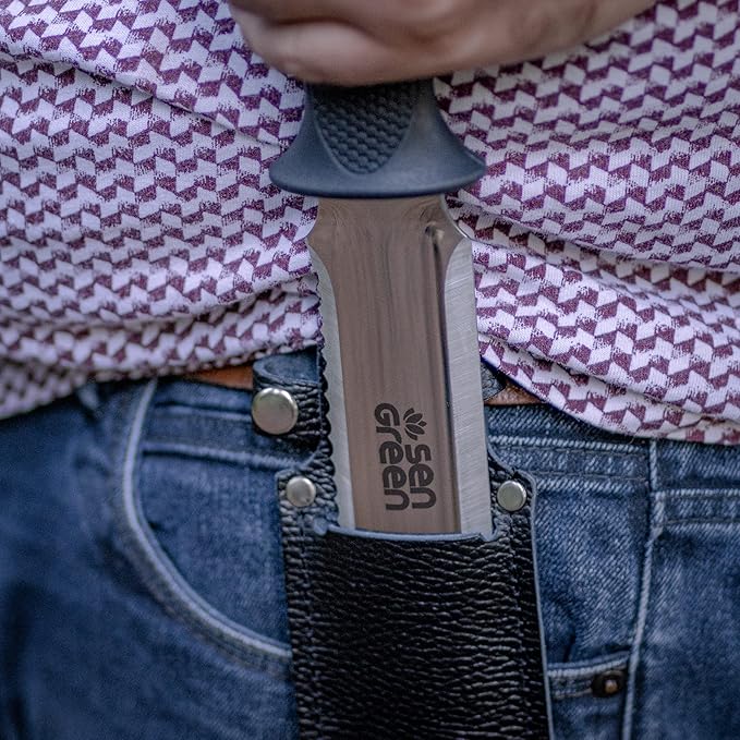 Hori Digging Knife - 7.5 Inches, with Leather Sheath, Black