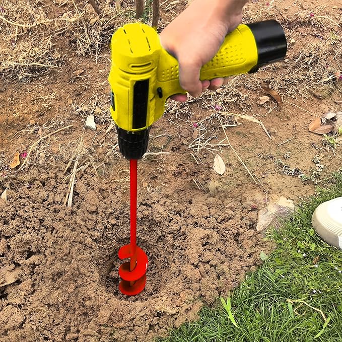 Auger Drill Bit for Planting 1.6"x16.5" Garden Spiral Drill Bit,Heavy-Duty Bulb Auger, Post Hole Digger for 3/8” Hex Driver Drill Solid Shaft