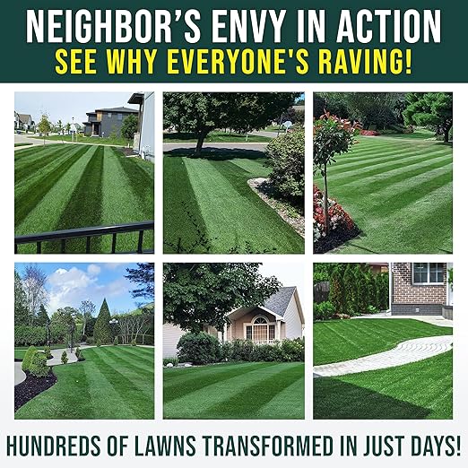 PetraMax Neighbor’s Envy Grass Fertilizer for Lawn & Garden, 4 Gallon Covers up to 64,000 sq.ft. 7-in-1 Liquid Lawn Fertilizer Concentrate for Deep Green Turf - Includes Nitrogen/Iron/Humic/Sea Kelp