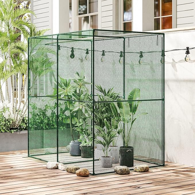 Outsunny 6' x 4' x 6' Crop Cage, Plant Protection Tent with Zippered Doors for Vegetable Garden, Backyard, Green