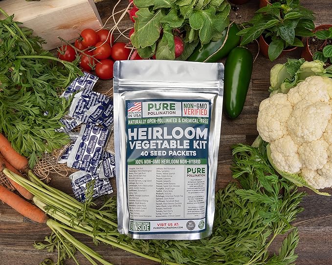 16,500 Non GMO Heirloom Vegetable Seeds Survival Garden 40 Variety Pack