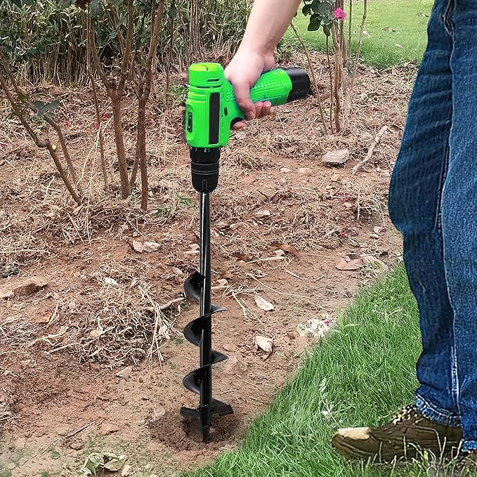 SYITCUN Auger Drill Bit for Planting - 4"X24" Heavy-Duty Auger Post Hole Digger for Fence- 3/8" Hex Drive Drill