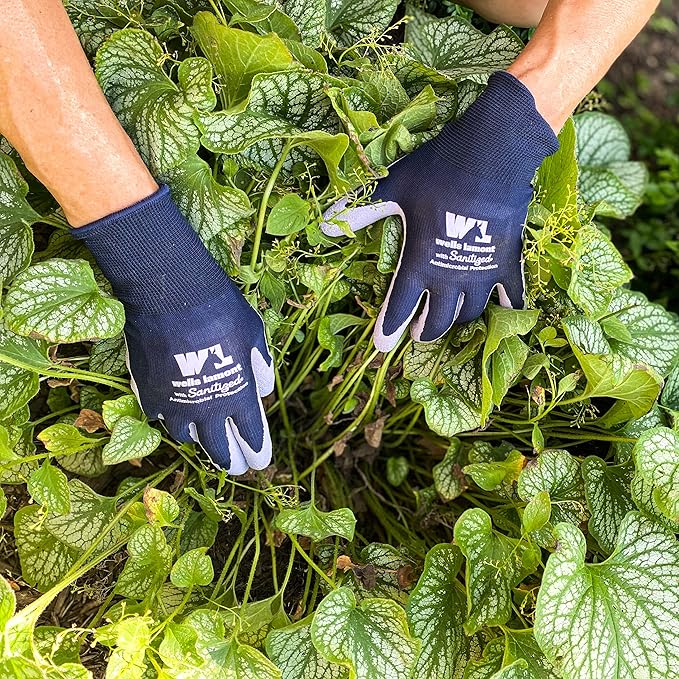 Wells Lamont Women's Sanitized Coated Work and Gardening Gloves, Navy, Medium (419M)