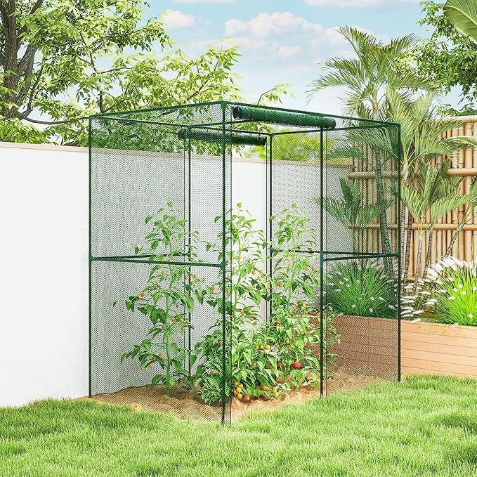 Outsunny 6' x 4' x 6' Crop Cage, Plant Protection Tent with Zippered Doors for Vegetable Garden, Backyard, Green