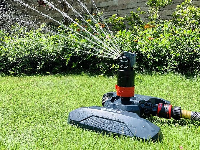 Eden 94124 Multi Pattern Turbo Gear Drive Sprinkler Plus One-Direction Misting System, with Quick Connect Set, 5-360 Degree Coverage