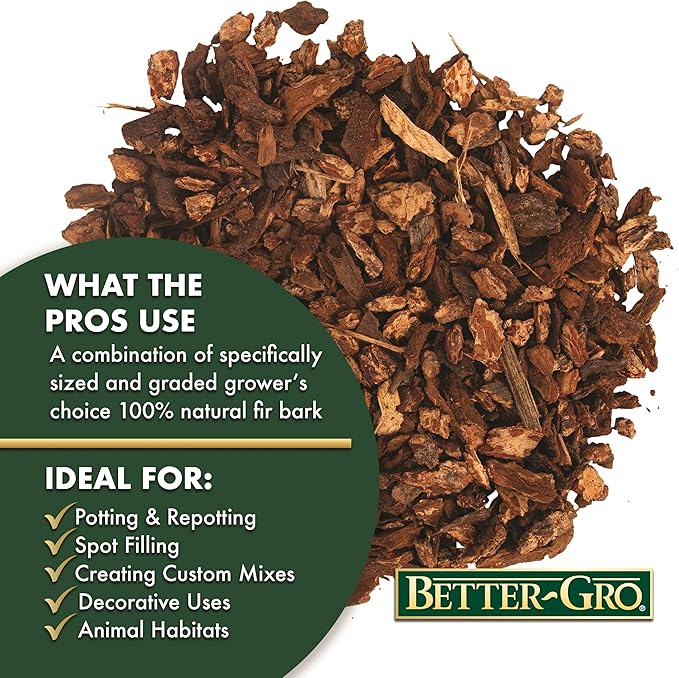 Better-Gro Orchid Bark - Premium Grade Orchid Potting Medium for Potting, Repotting, Root Development, and Water Retention, Ideal for Phalaenopsis, Epiphytic Orchids, and Tropical Plants - 4 Quarts