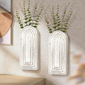 EOSAHR Pine Wood Wall Vases Set of 2 – Farmhouse Wall Decor for Living Room, Bedroom & Office – Hanging Planters for Indoor Plants & Artificial Flowers, Best Boho Chic Decor Accent (Whitewash)