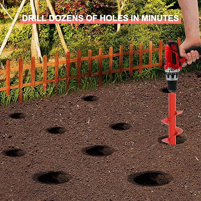 Auger Drill Bit for Planting - 4" X 12" Heavy-Duty Garden Auger Spiral Drill Bit - Bulb Planter Tool & Auger Post Hole Digger - 3/8" Hex Drive Drill