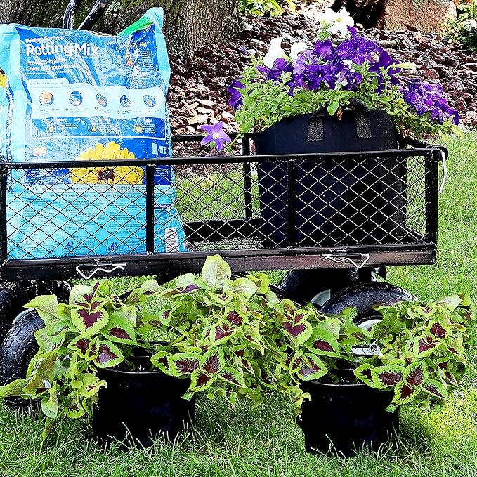 Sunnydaze 10-Pack of 5-Gallon Garden Grow Bags for Vegetables - Black 300 GSM Non-Woven Polypropylene Felt Fabric Flower Pots and Planters with Handles - Gardening Containers