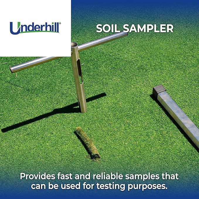 Underhill Sampler Soil Probe for Testing Lawn and Turf, T Handle, Yard and Gardening Hand Tools, Handy Compact 3/4 Inch, TSP-HS, Stainless Steel