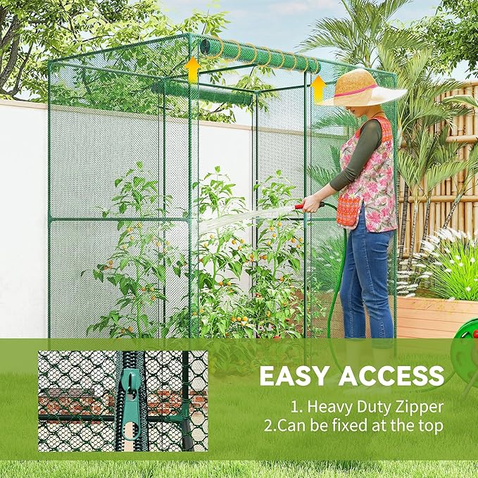 Outsunny 6' x 4' x 6' Crop Cage, Plant Protection Tent with Zippered Doors for Vegetable Garden, Backyard, Green