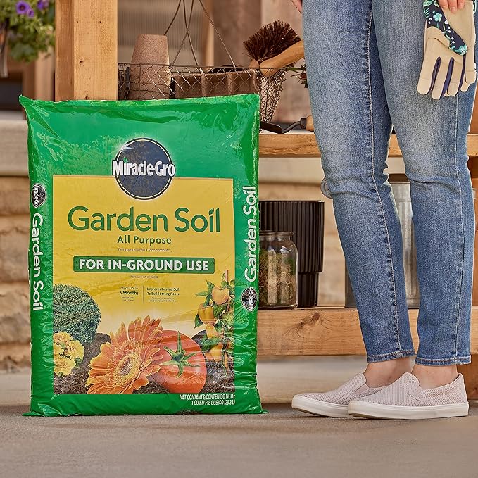 Miracle-Gro Garden Soil All Purpose, For In-Ground Use, Feeds up to 3 Months, Amends Vegetable, Flower and Plant Beds, 1 cu. ft.