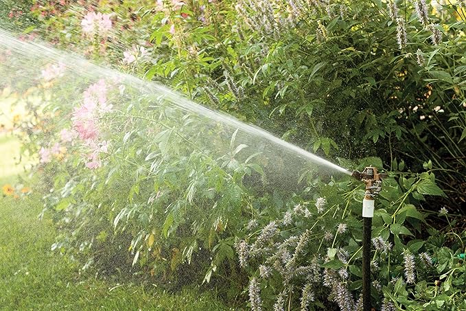 Rain Bird 35ADJTNTB Brass Impact Sprinkler, Adjustable 0° - 360° Pattern, 23' - 50' Spray Distance, Grey