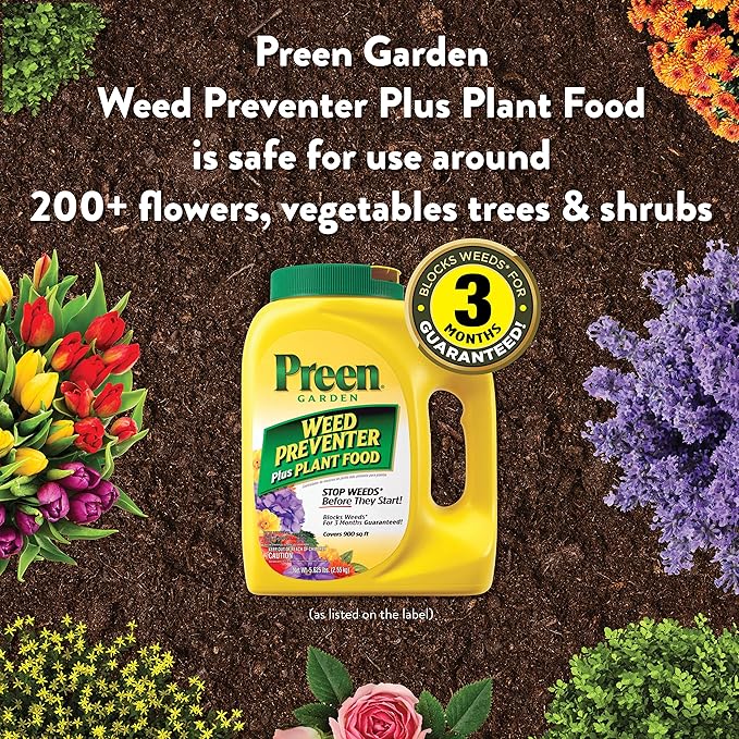 Preen Garden Weed Preventer Plus Plant Food - 5.625 lb. Bottle - Covers 900 sq. ft.