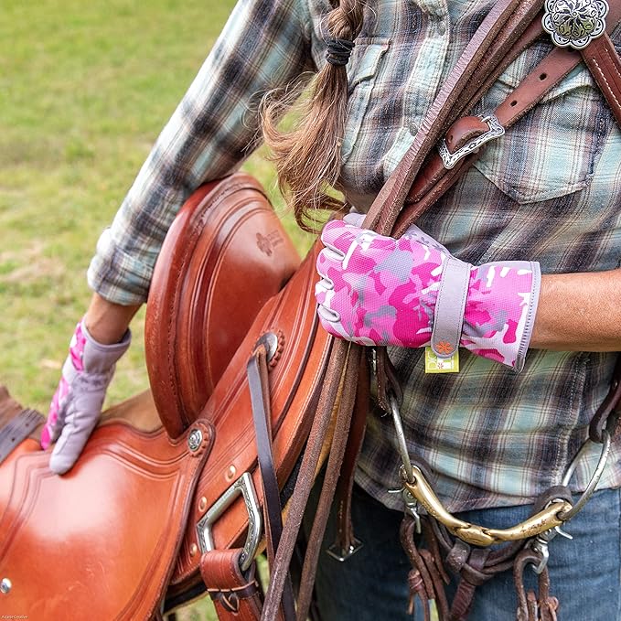 Dig It Handwear - Women's Nail and Fingertip Protector Gardening Gloves - Large - Pink Camo