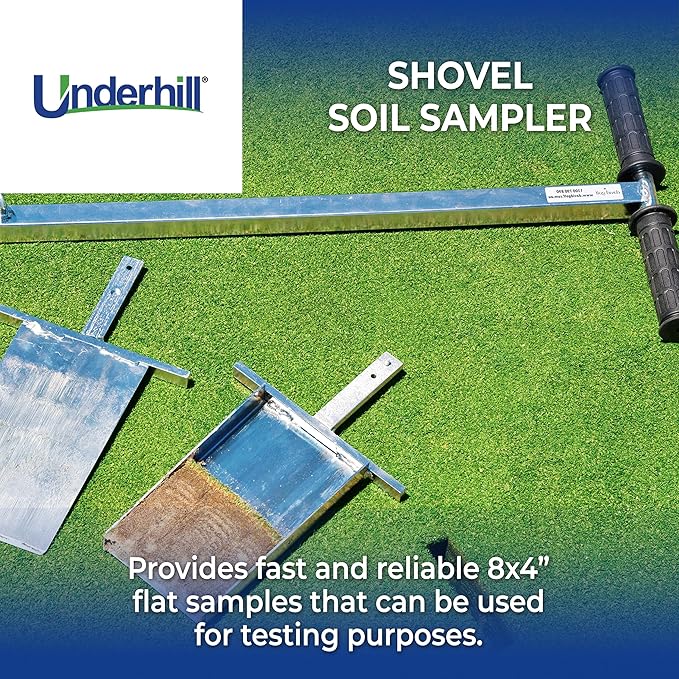 Underhill Sampler Shovel Soil Probe for Testing Lawn and Turf, T Handle, Yard and Gardening Hand Tools, TSP-8x4, Stainless Steel
