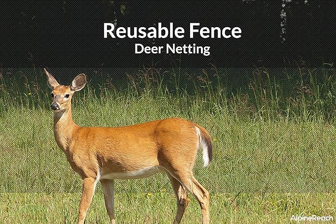 AlpineReach Garden Netting 15 x 50 ft Heavy Duty Bird Net, Deer, Plant Protection Extra Strong Woven Mesh, Reusable Kit with Zip Ties, Animal Fencing for Fruits Trees, Green
