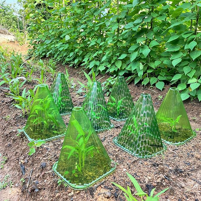 Fshow 40pack Garden Cloches for Plants, Reusable Bell Plant Cover, Plant Covers Protectors from Animals Snails/Birds/Chickens/Insect,D: 9" H X 7.5" D